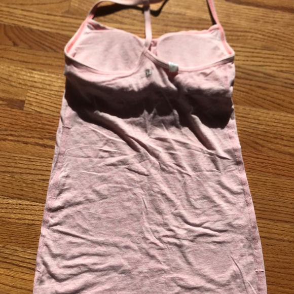 Lululemon extra long pink cotton razor-back tank top w/ built-in bra - Picture 4 of 5